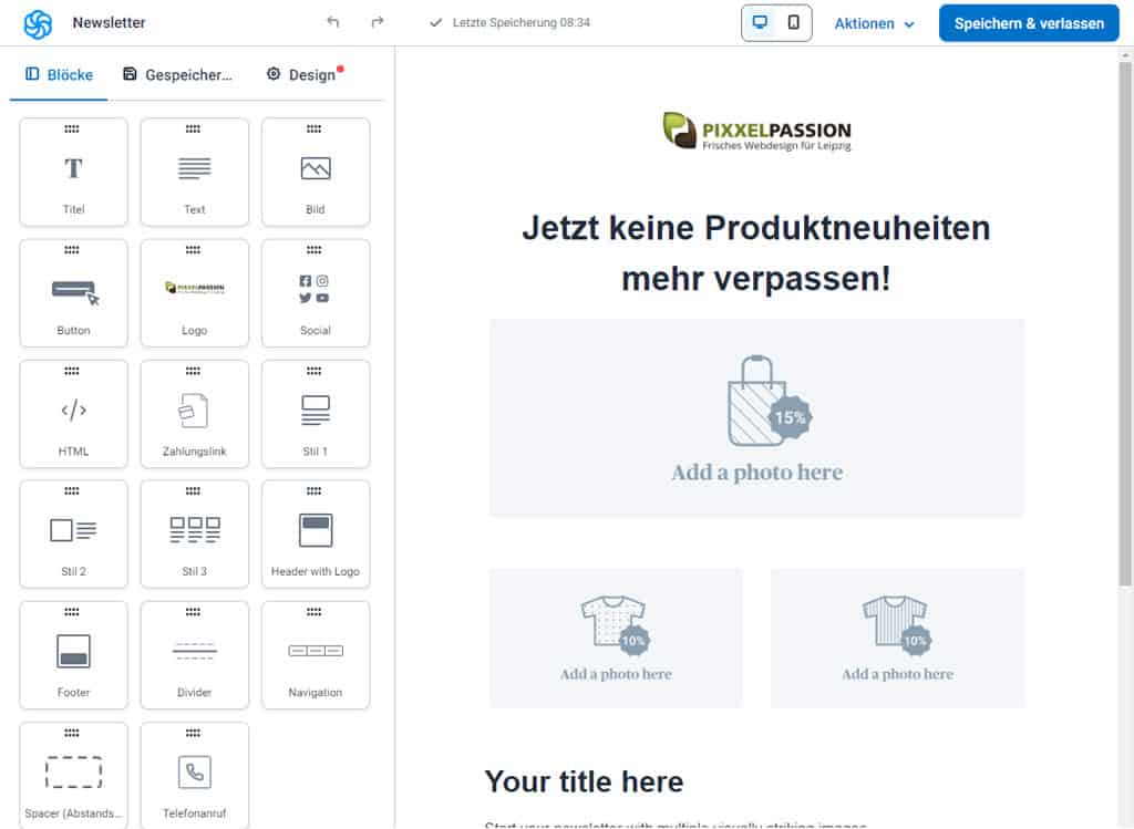 Der modulare E-mail Editor von Sendinblue